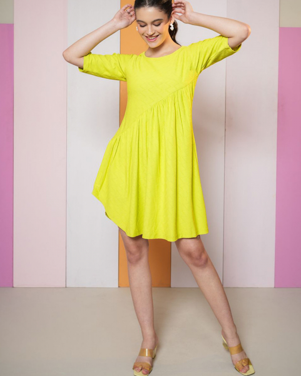 Trendy Fashion Women Asymmetric Hem A-Line Mini Dress