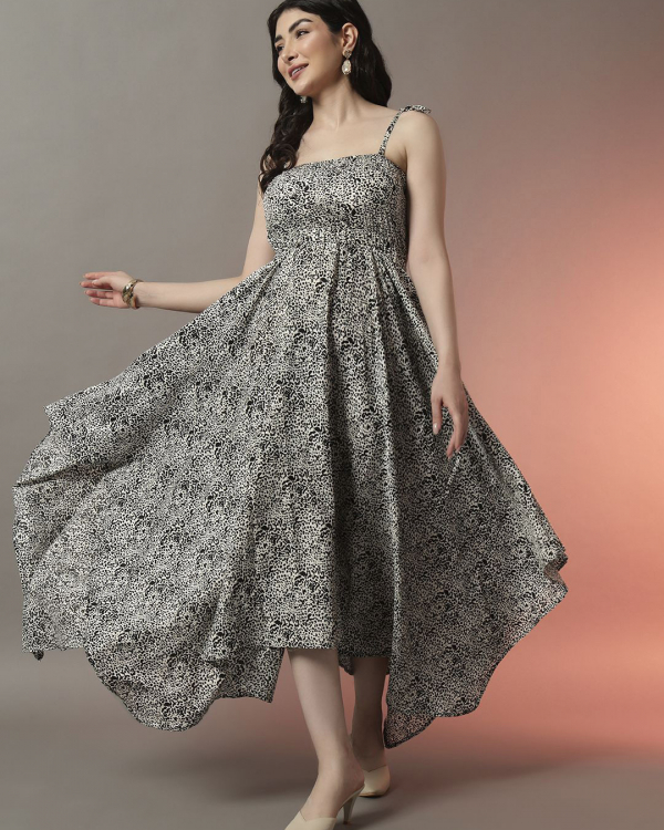 Women Animal Print Fit & Flare Midi Dress