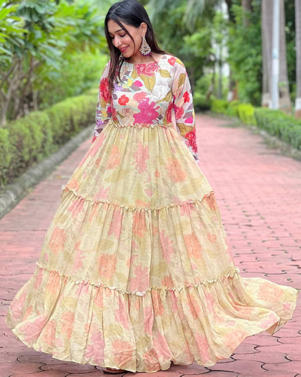 Inddus Women's Mauve/Peach Solid Sleeveless Maxi Ethnic Dress with Embellished Belt