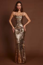 Oh Polly Antea Black & Gold Foil Embellished Maxi Dress