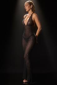 Black Embellished Halterneck Evening Gown – Audrey Edition