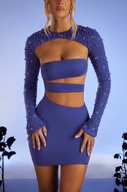 Embellished Long Sleeve Cut-Out Mini Dress – Luxe Statement Edition