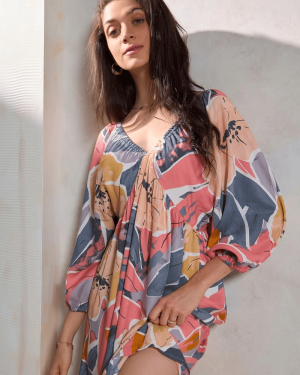 Women’s Viscose V-Neck Midi Dress – Effortless Brunchwear