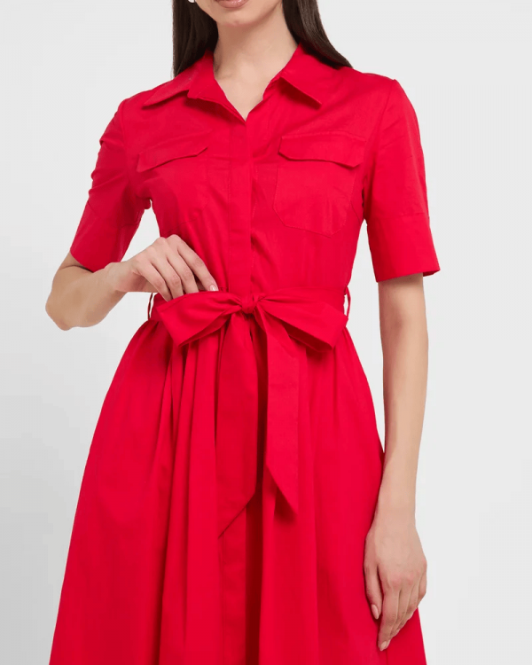 Luxury Cotton Blend Shirt Dress – Classic Tailored Style