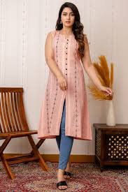 Beautiful Cotton Sleeveless A-line Kurti