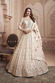 Elegant Cream/Ivory Designer Anarkali Gown with Intricate Embroidery